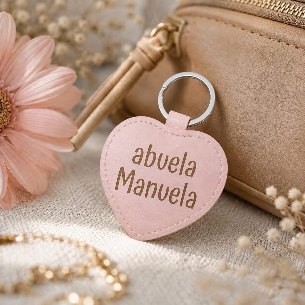 LLAVERO CORAZÓN ROSA PERSONALIZADO