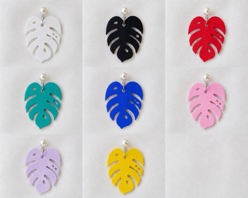 PENDIENTES HOJA TROPICAL