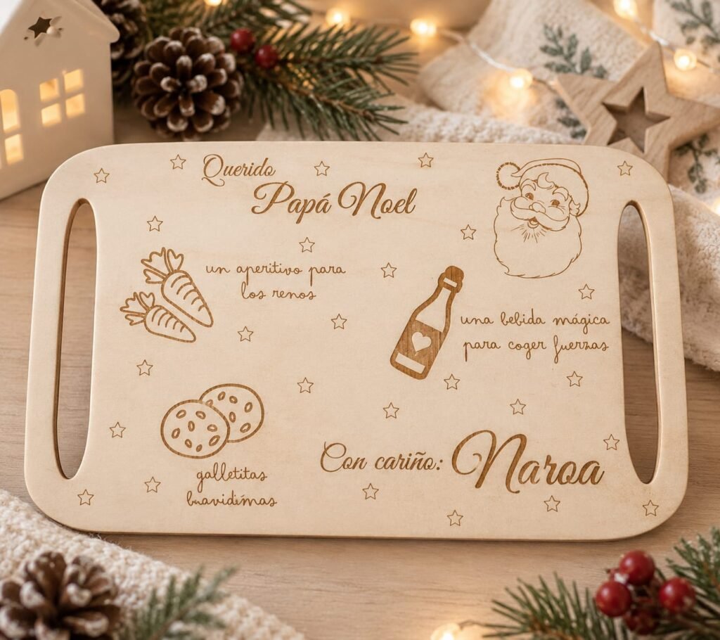 BANDEJA MADERA PAPÁ NOEL PERSONALIZADA